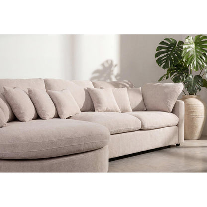 Innsbruck chaiselongsofa i bouclé, venstrevendt, inkl. 7 puder - 312 cm bredde