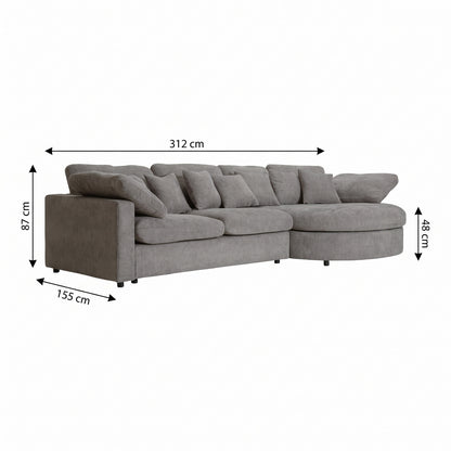 Innsbruck chaiselongsofa i bouclé, højrevendt, inkl. 7 puder - 312 cm bredde