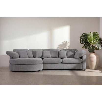 Innsbruck chaiselongsofa i bouclé, venstrevendt, inkl. 7 puder - 312 cm bredde