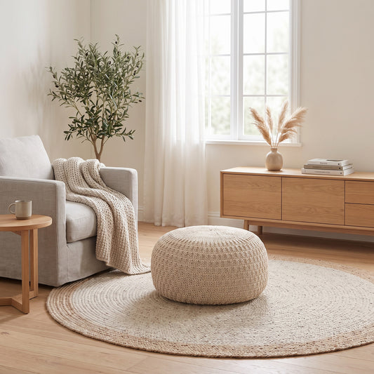 Marseille puf 60 x 35 cm i beige