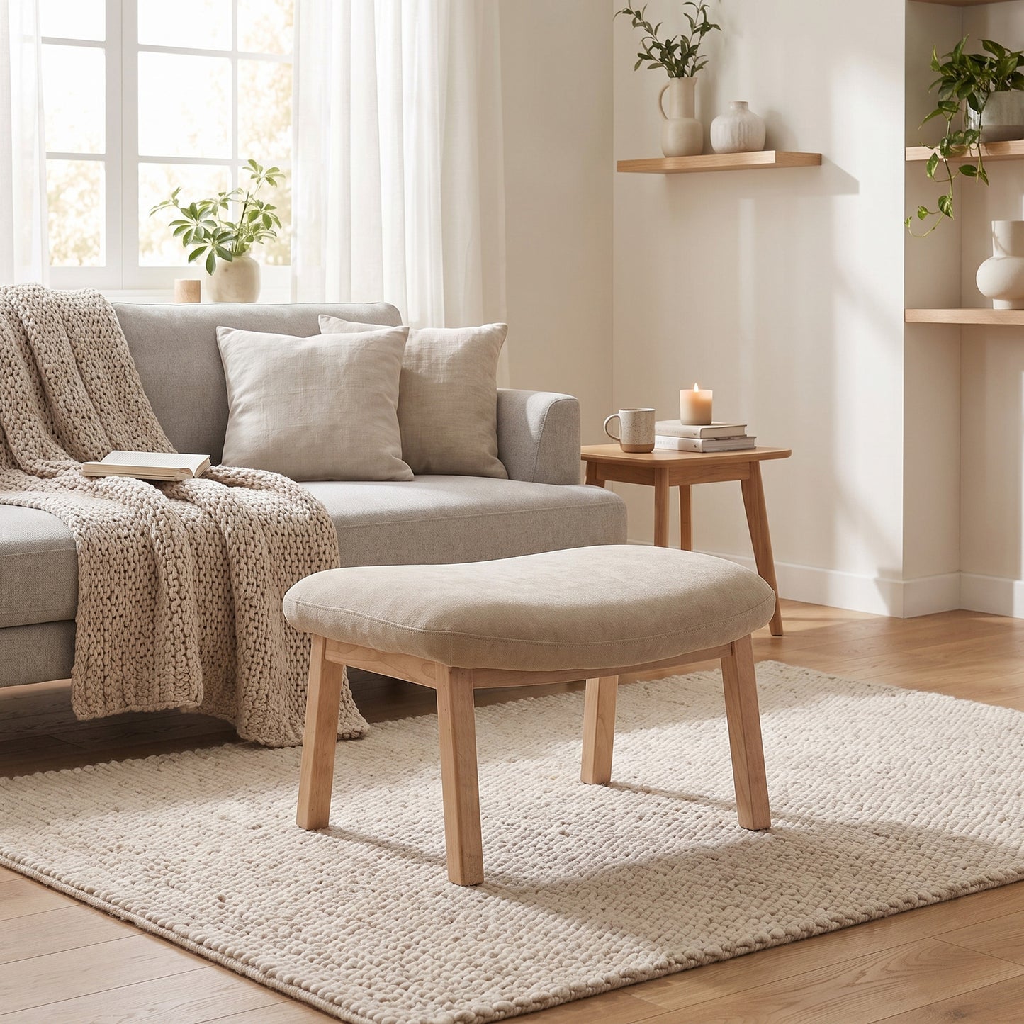 Lyon puf 70 x 42 cm i beige