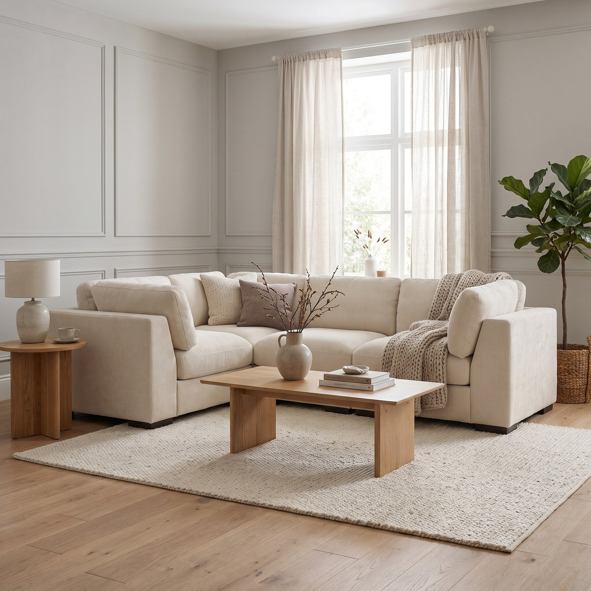 Torino hjørnesofa 298 x 86 cm i beige
