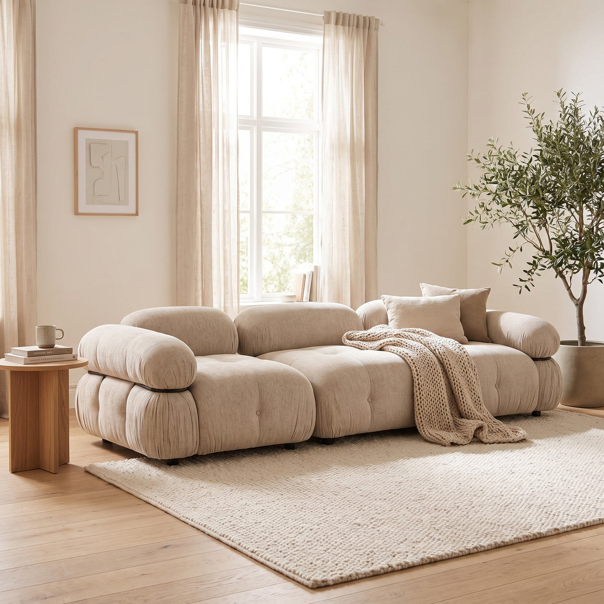 Stockholm 3-personers sofa 285 x 70 cm i beige
