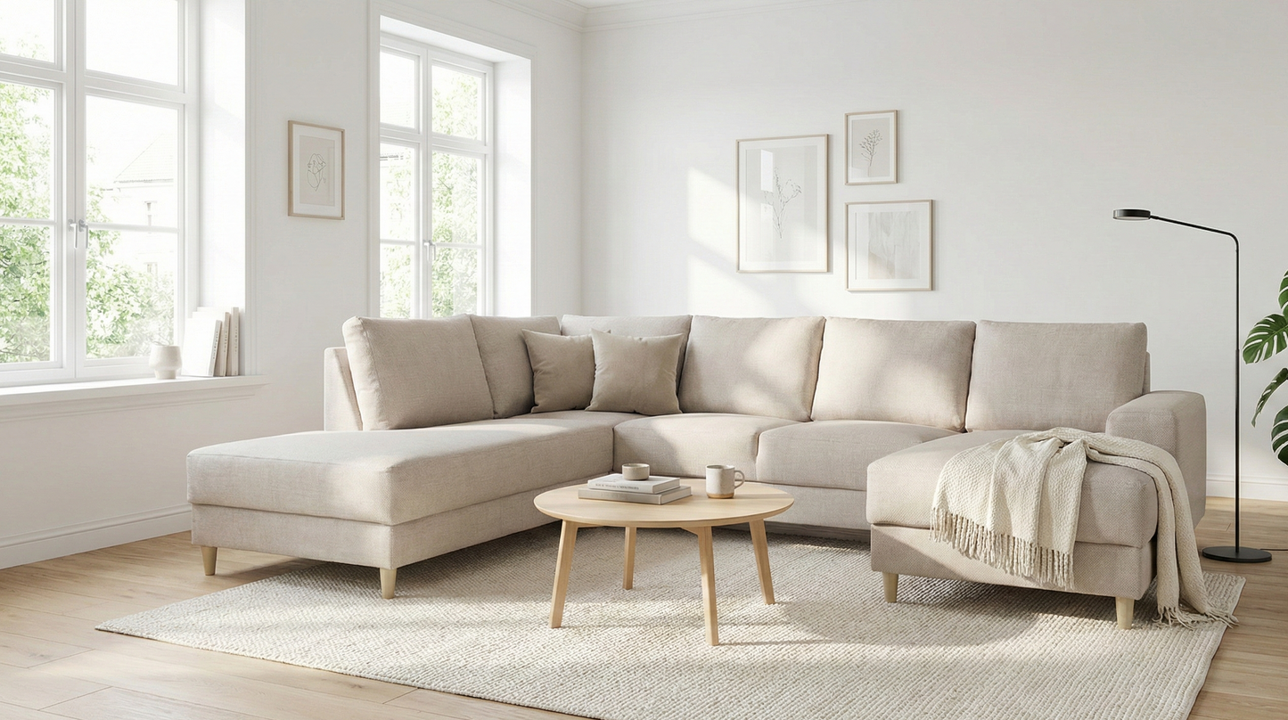 Toronto sofa venstrevendt 288 x 82 cm i beige