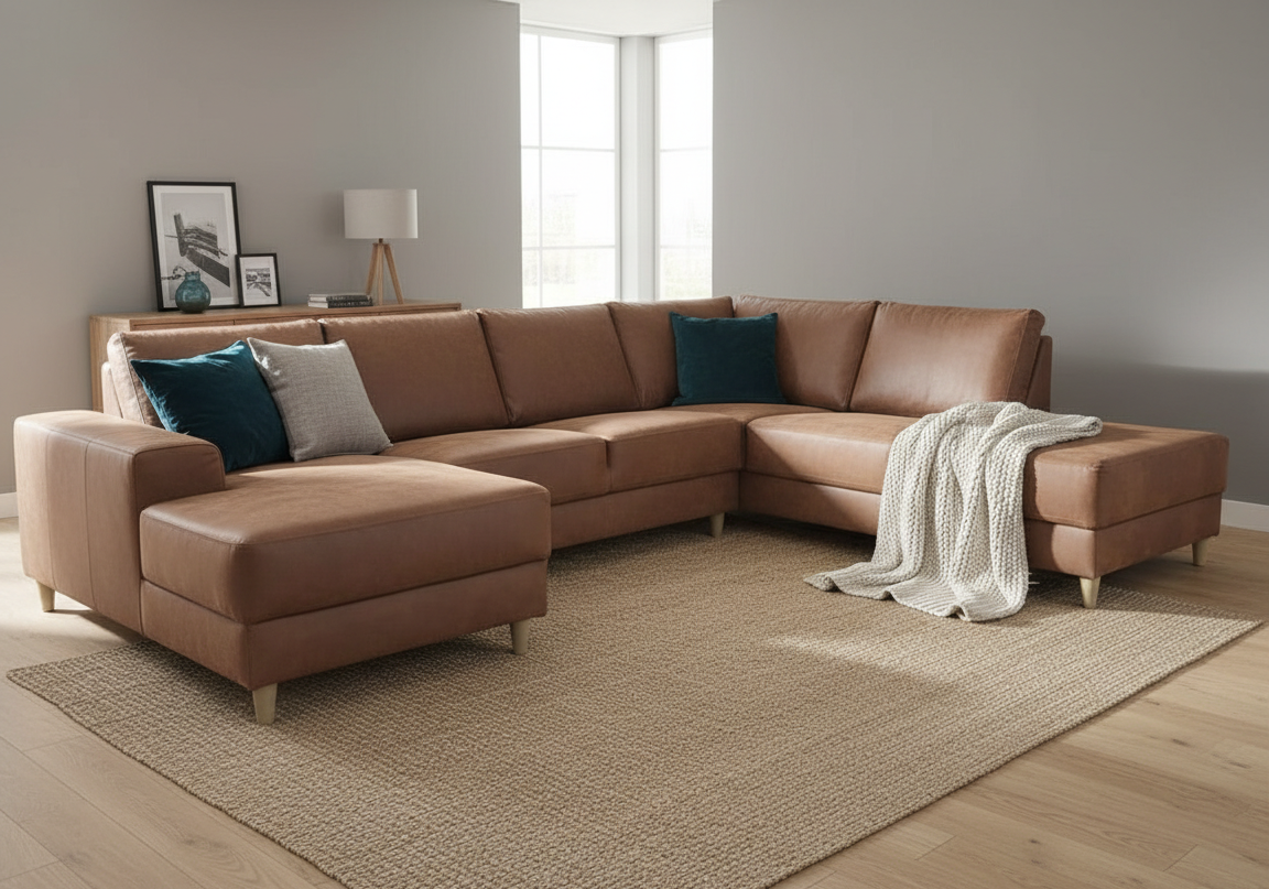 Toronto sofa højrevendt 288 x 82 cm i cognac