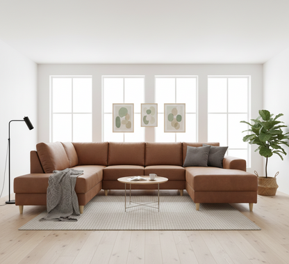 Toronto sofa venstrevendt 288 x 82 cm i cognac