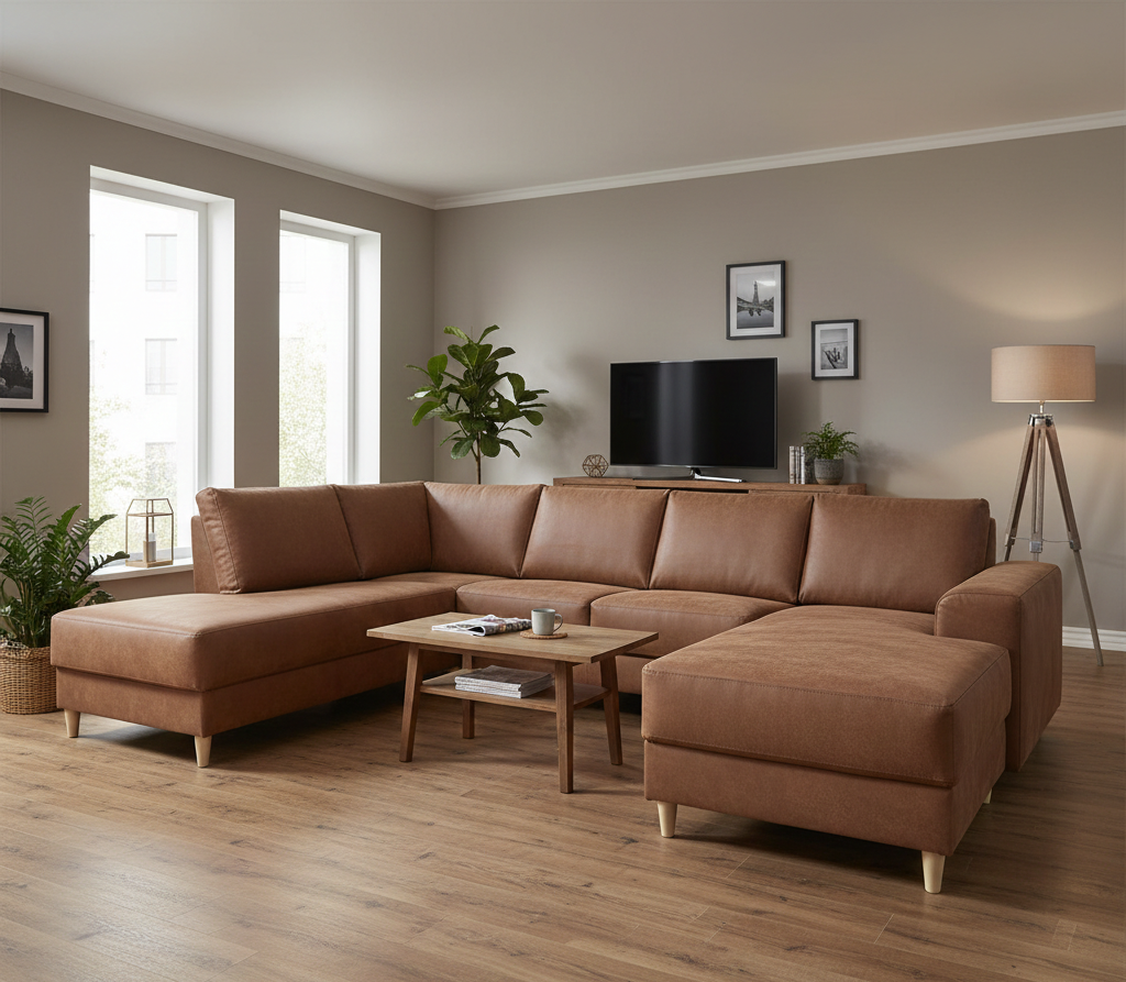 Toronto sofa venstrevendt 288 x 82 cm i cognac