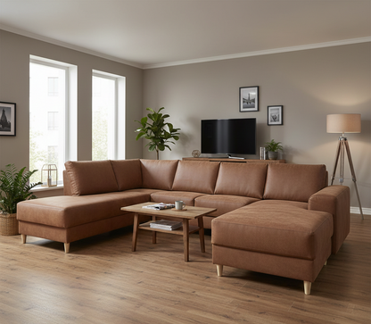 Toronto sofa venstrevendt 288 x 82 cm i cognac