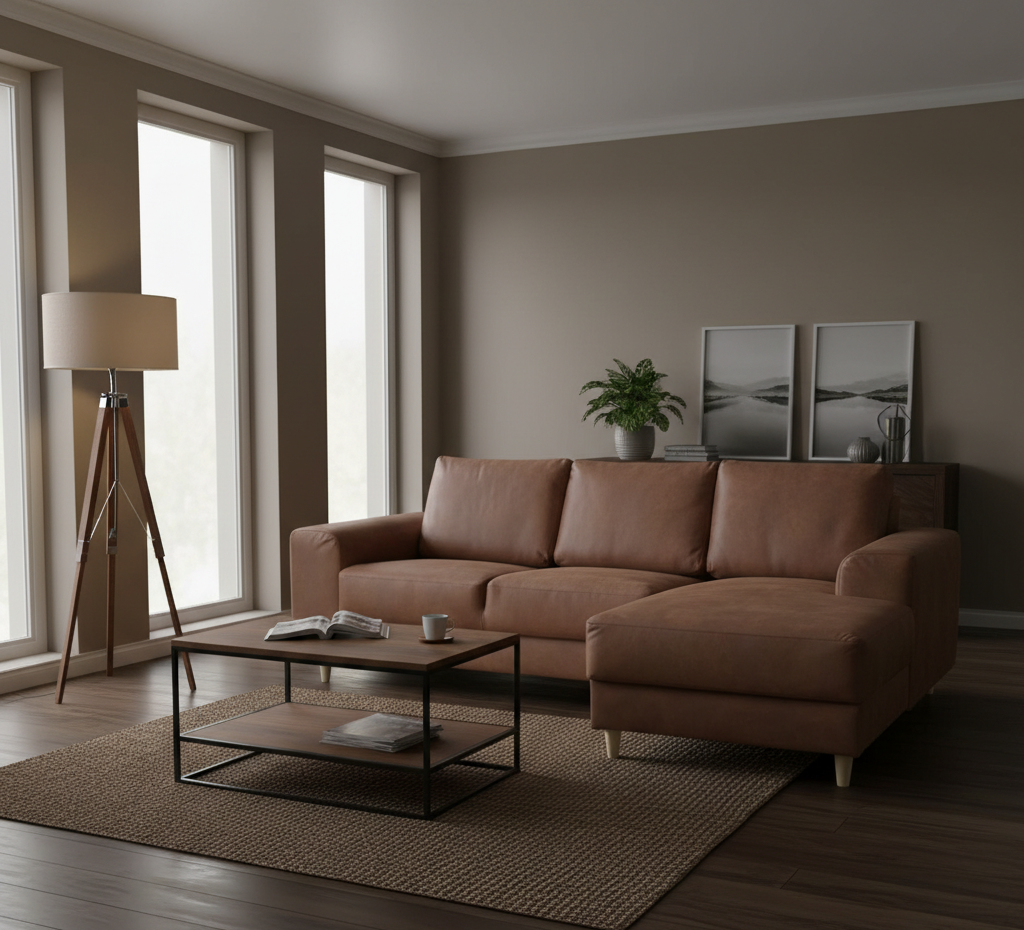 Toronto sofa med chaiselong højrevendt 222 x 82 cm i cognac