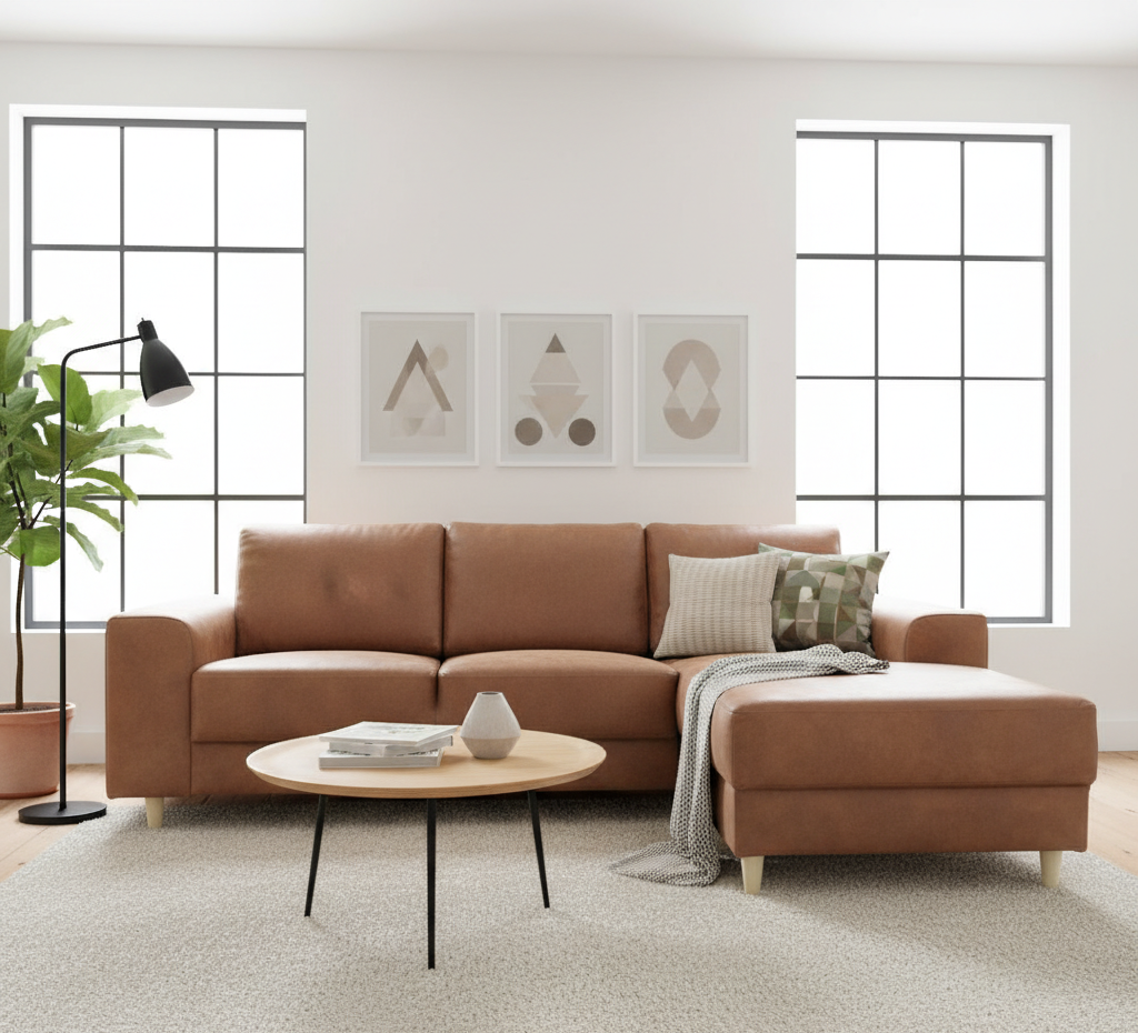 Toronto sofa med chaiselong højrevendt 222 x 82 cm i cognac