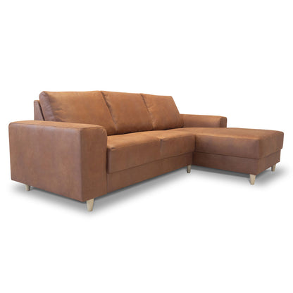 Toronto sofa med chaiselong højrevendt 222 x 82 cm i cognac