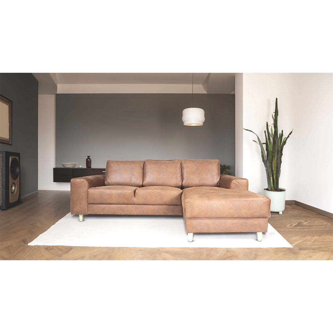 Toronto sofa med chaiselong højrevendt 222 x 82 cm i cognac
