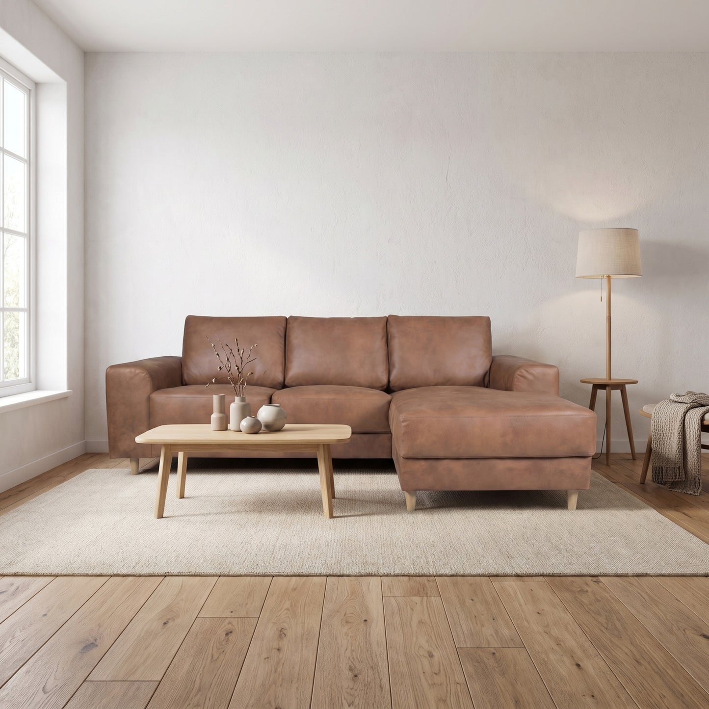 Toronto sofa med chaiselong højrevendt 222 x 82 cm i cognac