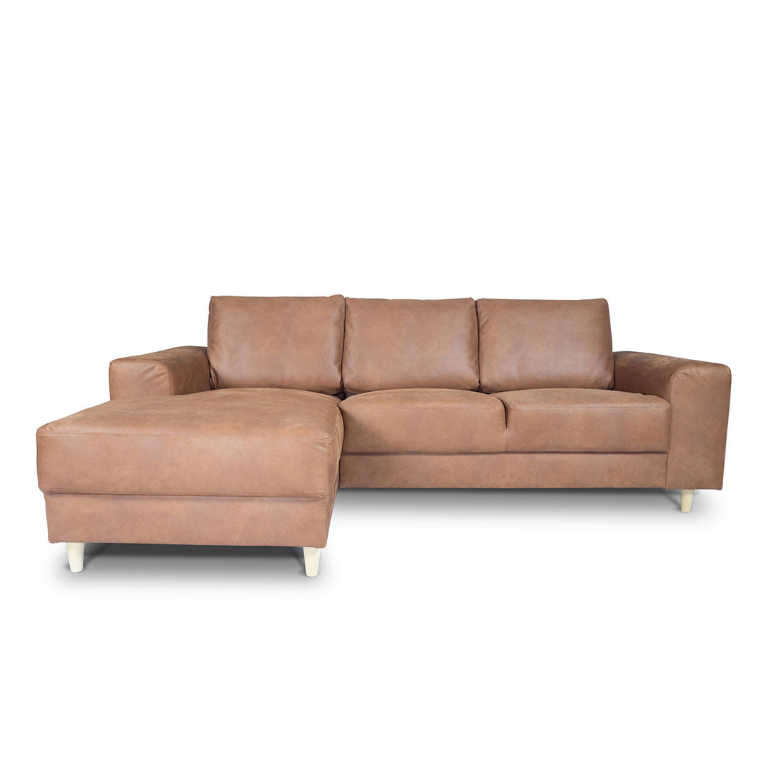 Toronto sofa med chaiselong venstrevendt 222 x 82 cm i cognac