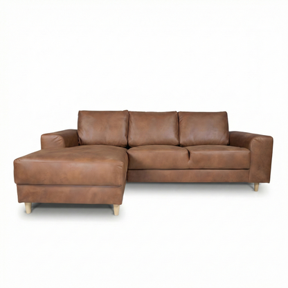 Toronto sofa med chaiselong venstrevendt 222 x 82 cm i cognac