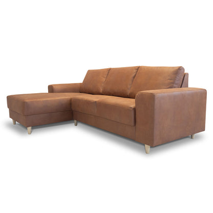 Toronto sofa med chaiselong venstrevendt 222 x 82 cm i cognac