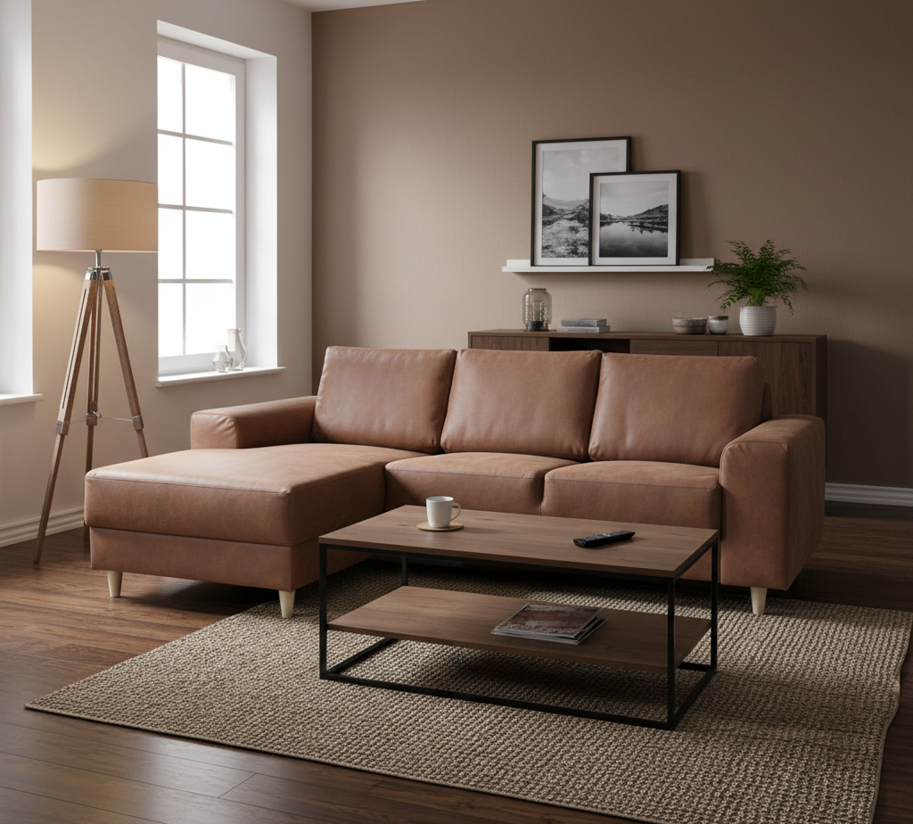 Toronto sofa med chaiselong venstrevendt 222 x 82 cm i cognac