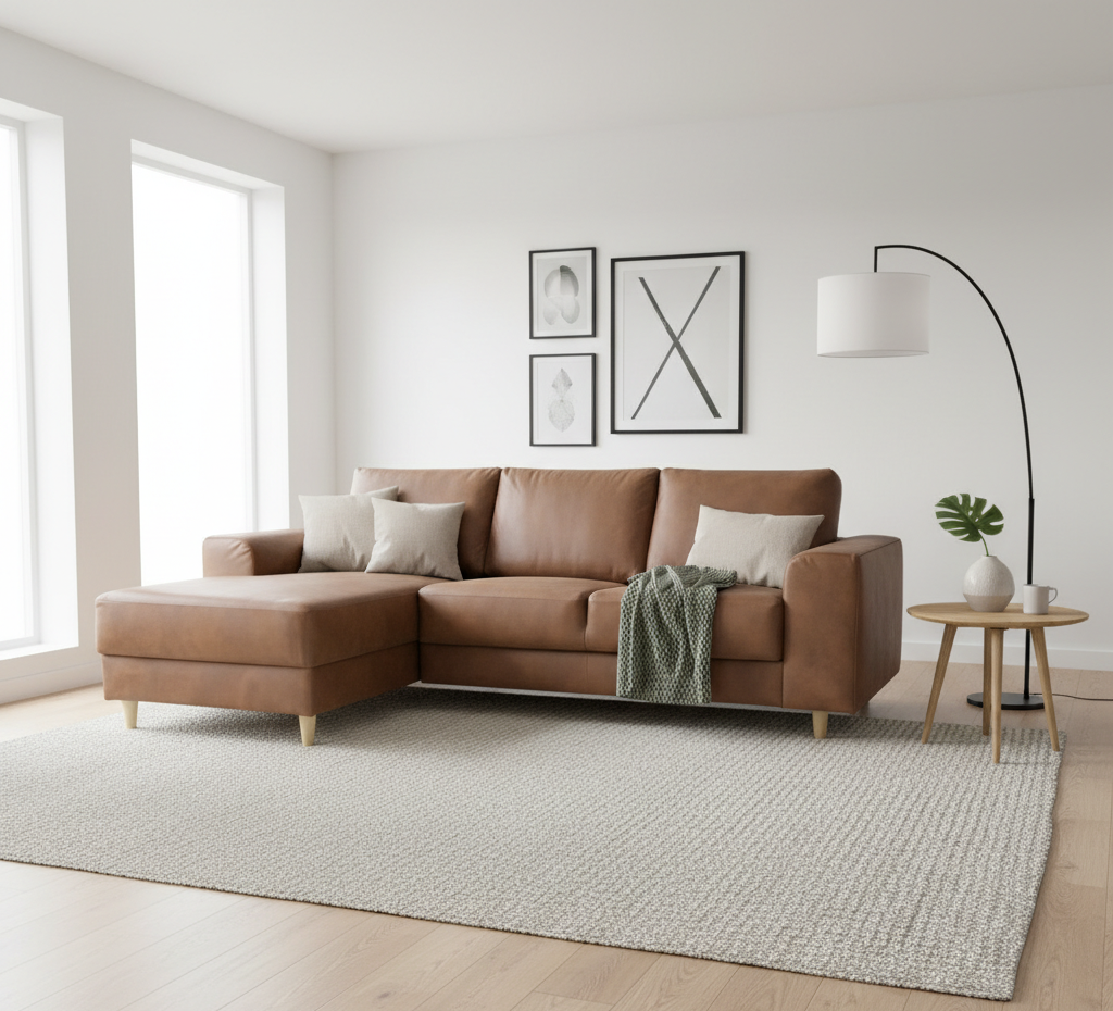Toronto sofa med chaiselong venstrevendt 222 x 82 cm i cognac