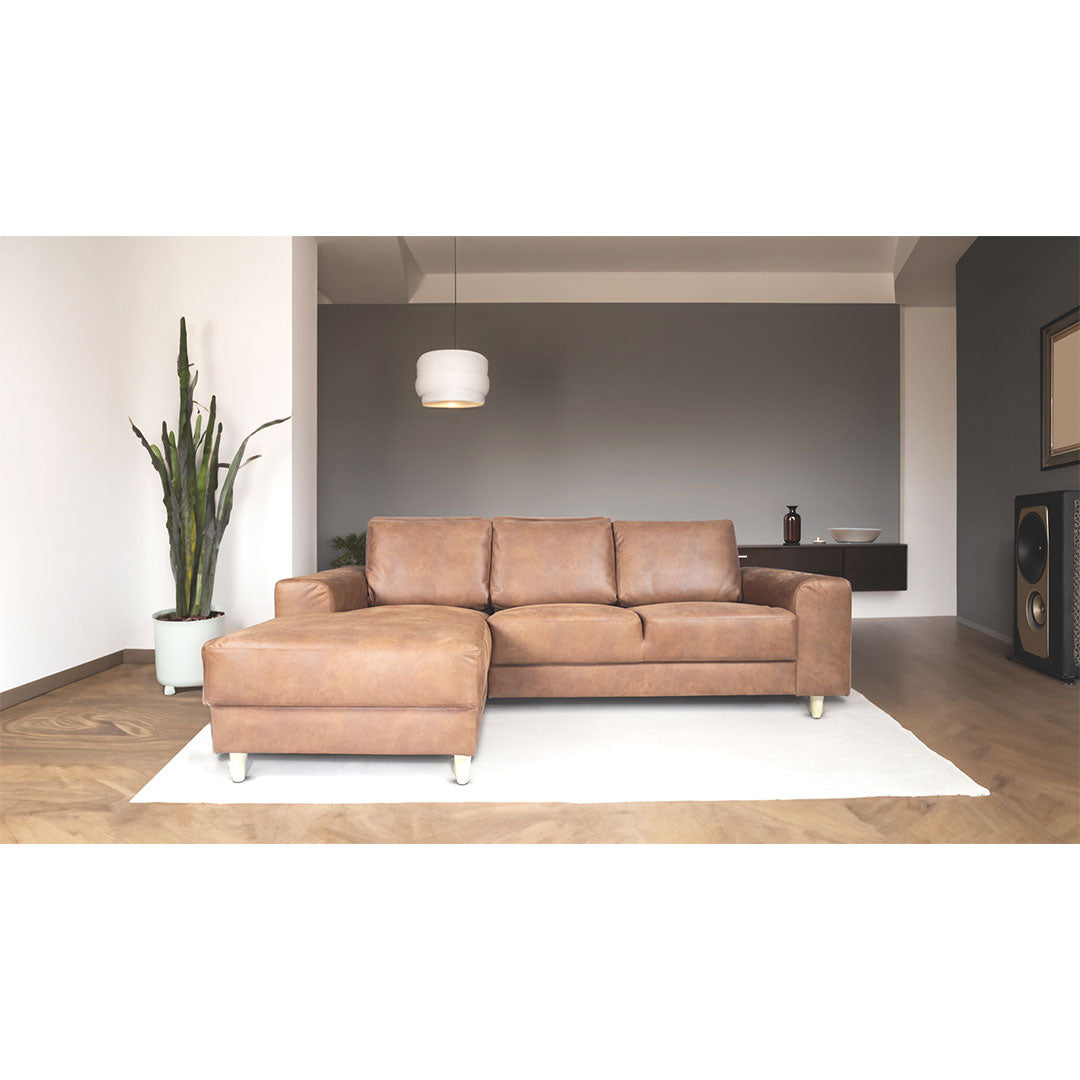 Toronto sofa med chaiselong venstrevendt 222 x 82 cm i cognac