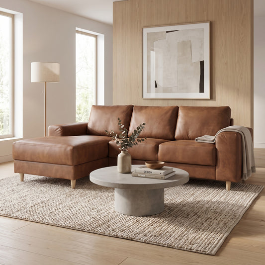 Toronto sofa med chaiselong venstrevendt 222 x 82 cm i cognac