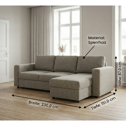 Antwerpen hjørnesovesofa med opbevaring venstrevendt 230 x 87 cm