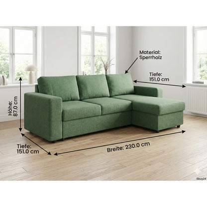 Antwerpen hjørnesovesofa med opbevaring venstrevendt 230 x 87 cm