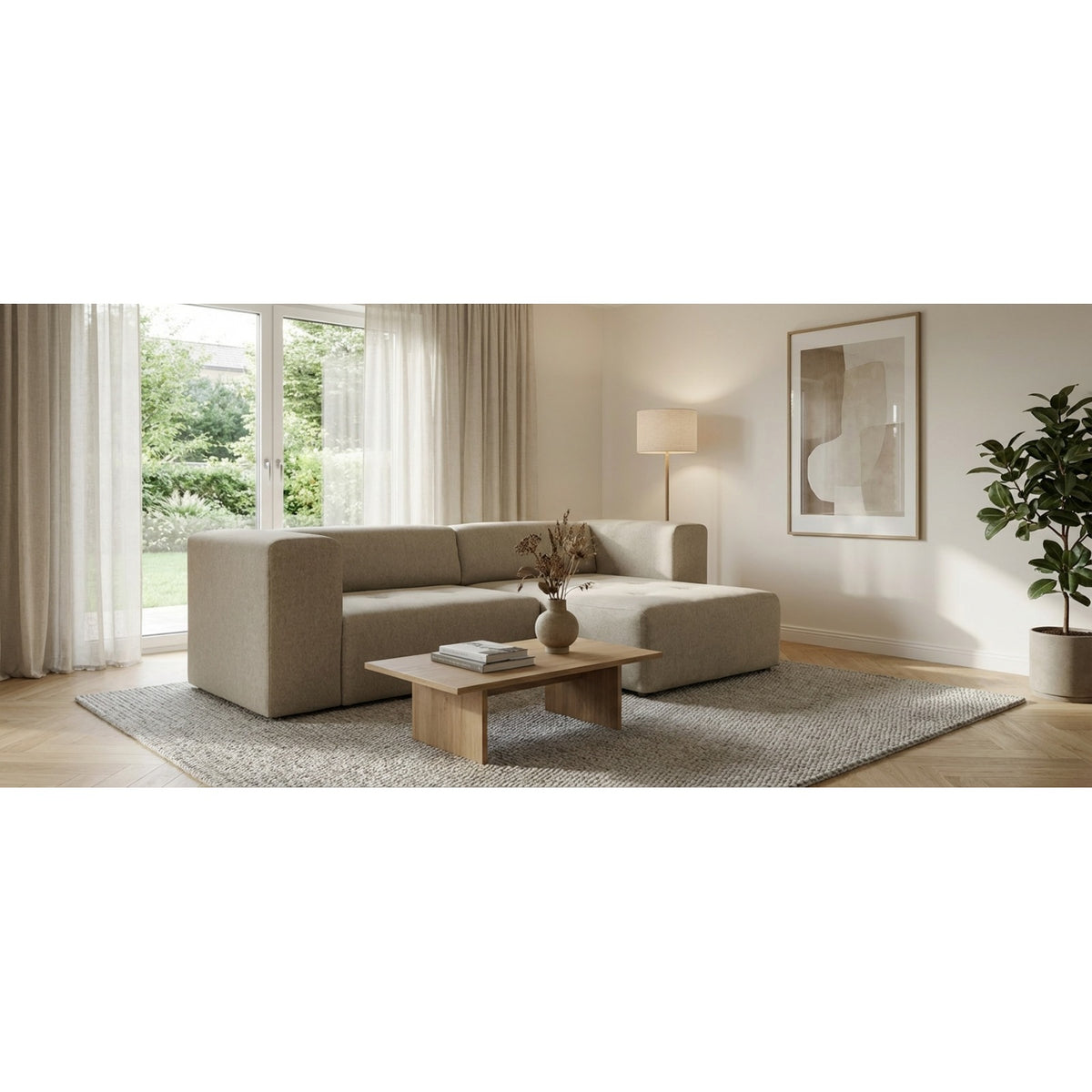 Lille sofa med chaiselong venstrevendt 268 x 76 cm
